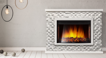 Каминокомплект:Очаг Electrolux EFP/P-3020LS с порталом Quadro 30 камень песчаник античный бел